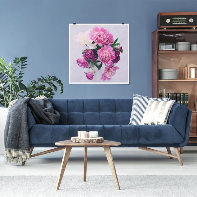 Posters Peonies Shabby Pink White