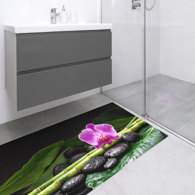 loper vloerkleed Green bamboo With Orchid Flower