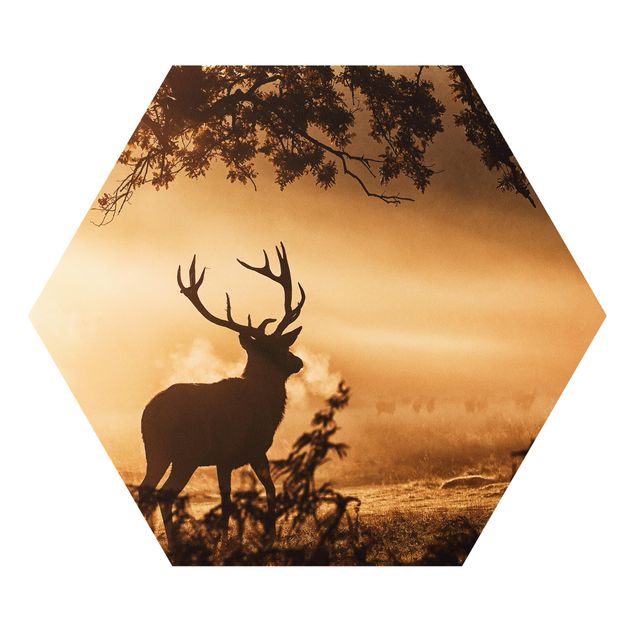 Hexagons Forex schilderijen Deer In The Winter Forest
