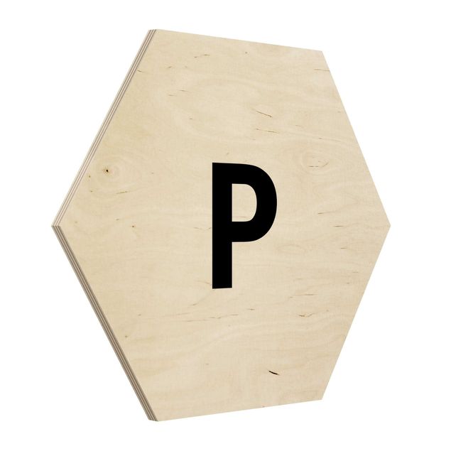 Hexagons houten schilderijen Letter White P