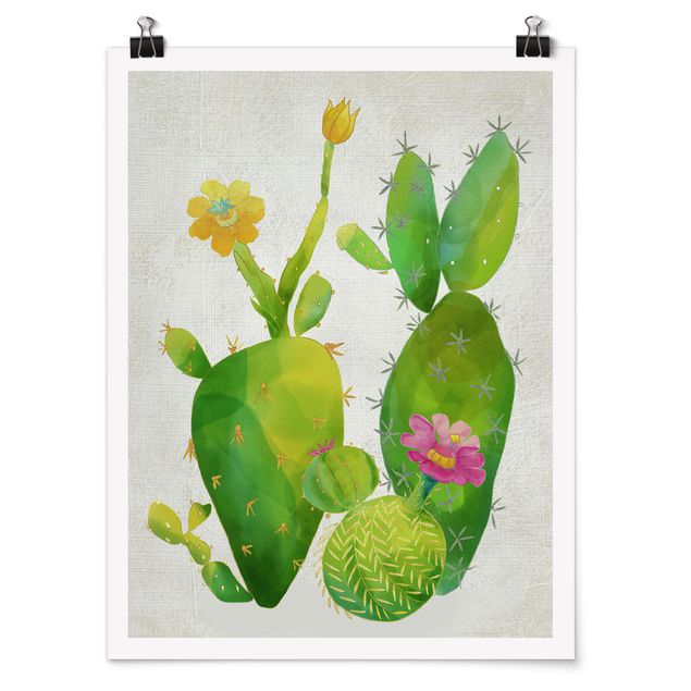 Posters Cactus Family In Pink And Yellow