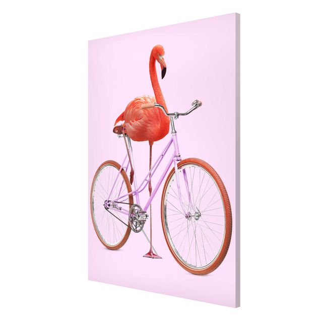 Magneetborden Flamingo With Bicycle