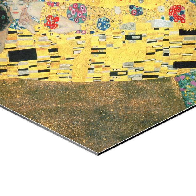 Hexagons Aluminium Dibond schilderijen - 2-delig Gustav Klimt - Kiss And Hope