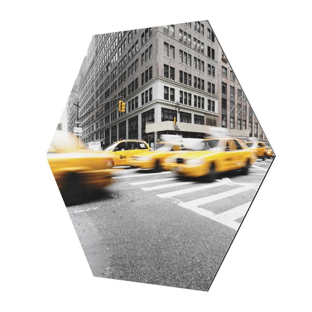 Hexagons Aluminium Dibond schilderijen Bustling New York