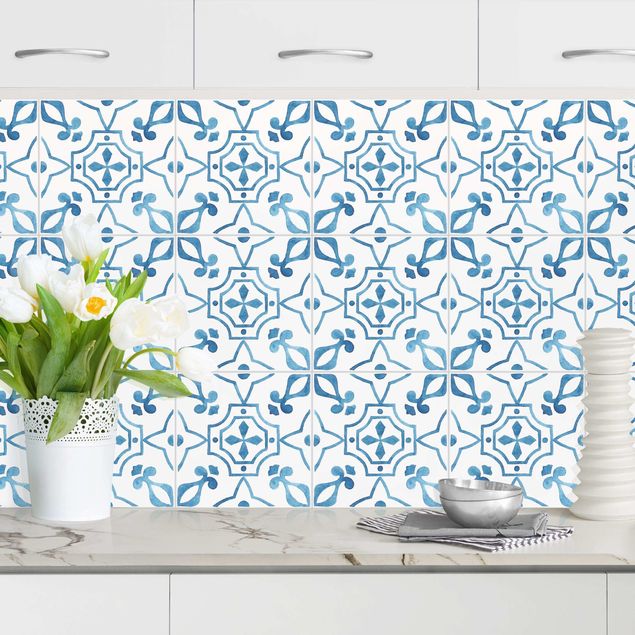 Achterwand voor keuken patroon Watercolour Tiles - Sagres