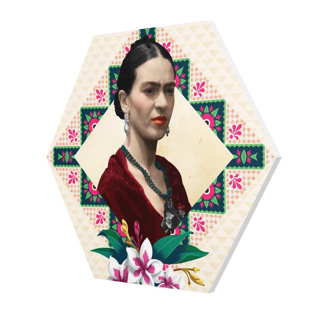 Hexagons Forex schilderijen Frida Kahlo - Flowers And Geometry