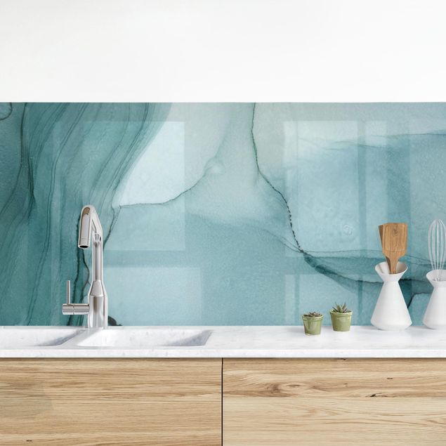 Achterwand voor keuken abstract Melierte Blautanne