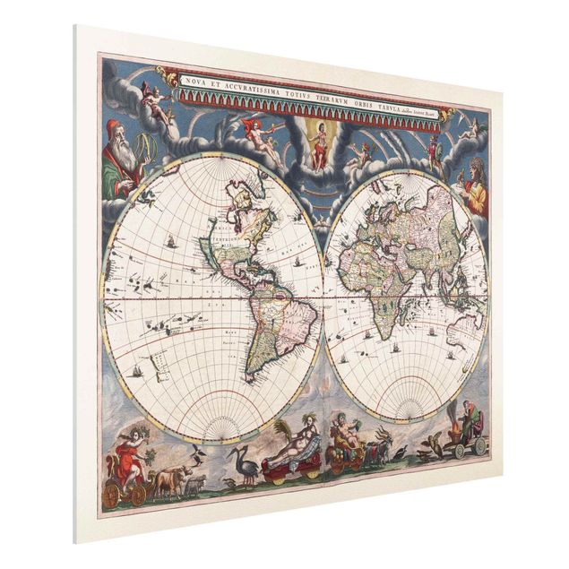 Forex schilderijen Historic World Map Nova Et Accuratissima Of 1664