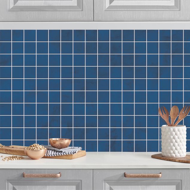 Achterwand voor keuken tegelmotief Mosaic Concrete Tiles - Blue