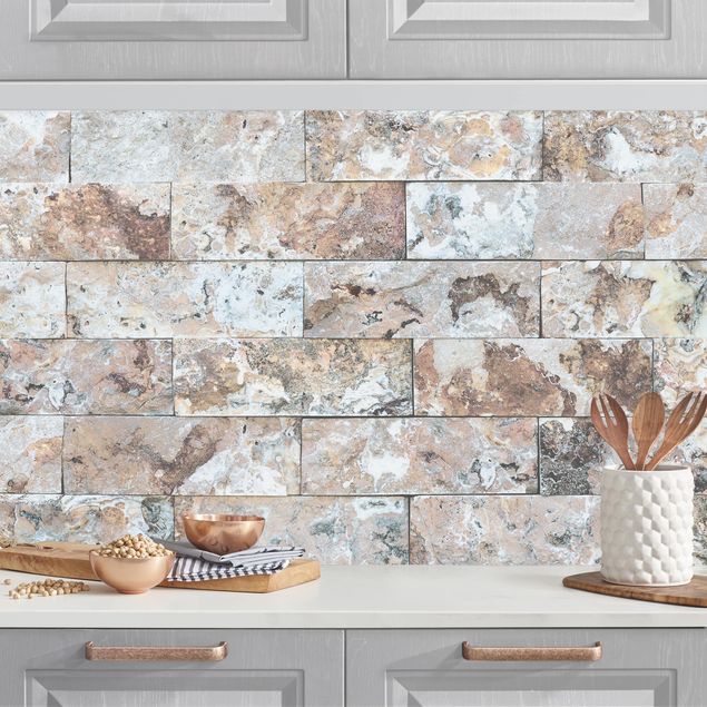 Achterwand voor keuken patroon Natural Marble Stone Wall