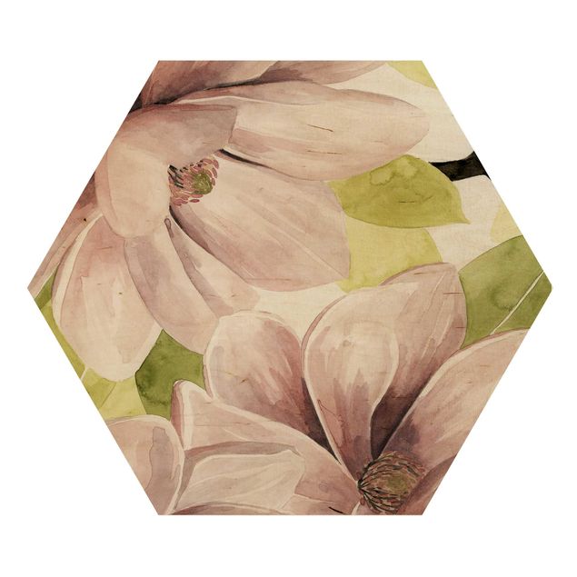 Hexagons houten schilderijen Magnolia Blushing II