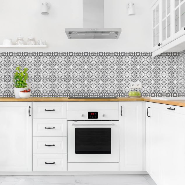 Achterwand voor keuken tegelmotief Geometrical Tile Mix Blossom Grey