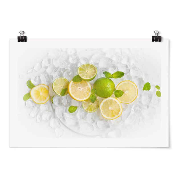 Posters Citrus Fruit On Ice Cubes