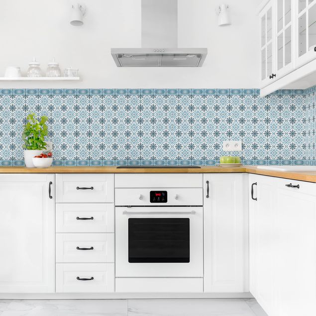 Achterwand voor keuken tegelmotief Geometrical Tile Mix Cross Blue Grey