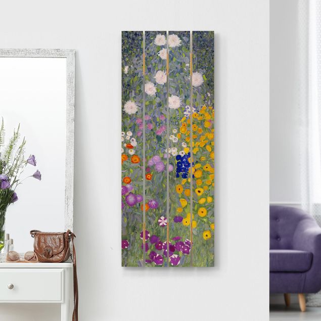 Houten schilderijen op plank Gustav Klimt - Cottage Garden