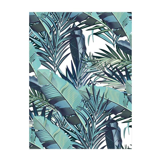 natuur tapijt Turquoise Leaves Jungle Pattern