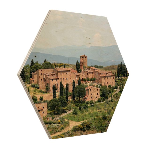 Hexagons houten schilderijen Charming Tuscany