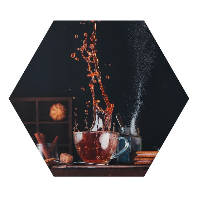 Hexagons Aluminium Dibond schilderijen Tea Composition