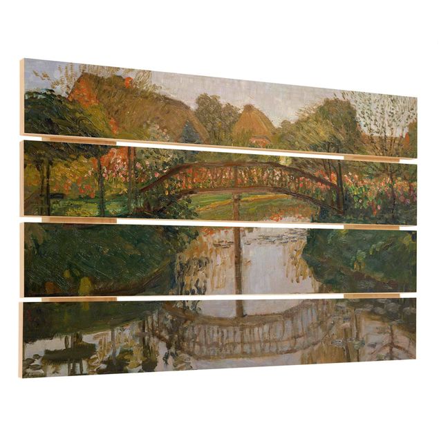 Houten schilderijen op plank Otto Modersohn - Farm Garden with Bridge