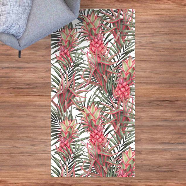 lopers Red Pineapple With Palm Leaves Tropical