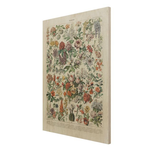 Houten schilderijen Vintage Board Flowers II