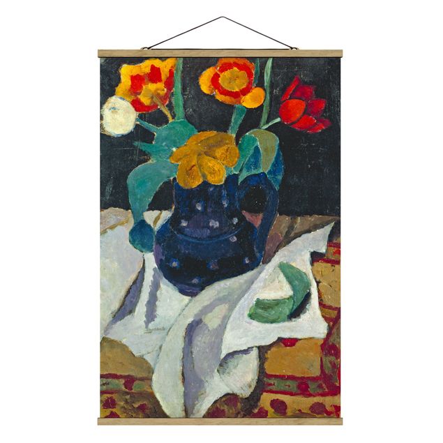 Stoffen schilderij met posterlijst Paula Modersohn-Becker - Still Life with Tulips