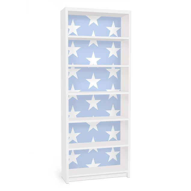 Meubelfolie IKEA Billy Boekenkast White Stars On Blue