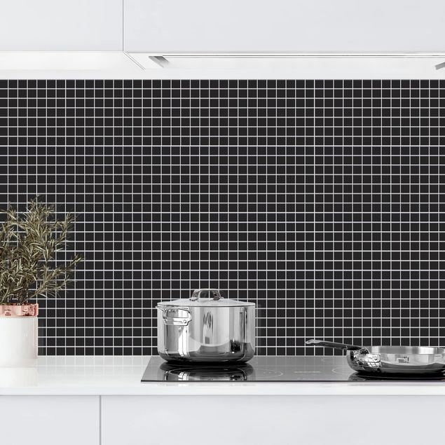 Achterwand voor keuken patroon Mosaic Tiles Black Matt