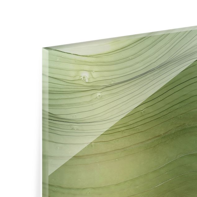 Spritzschutz Glas - Meliertes Grün mit Honig - Querformat 3:2