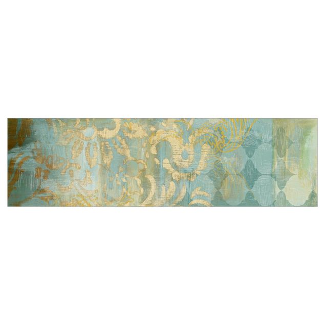 Keukenachterwanden Moroccan Collage In Gold And Turquoise