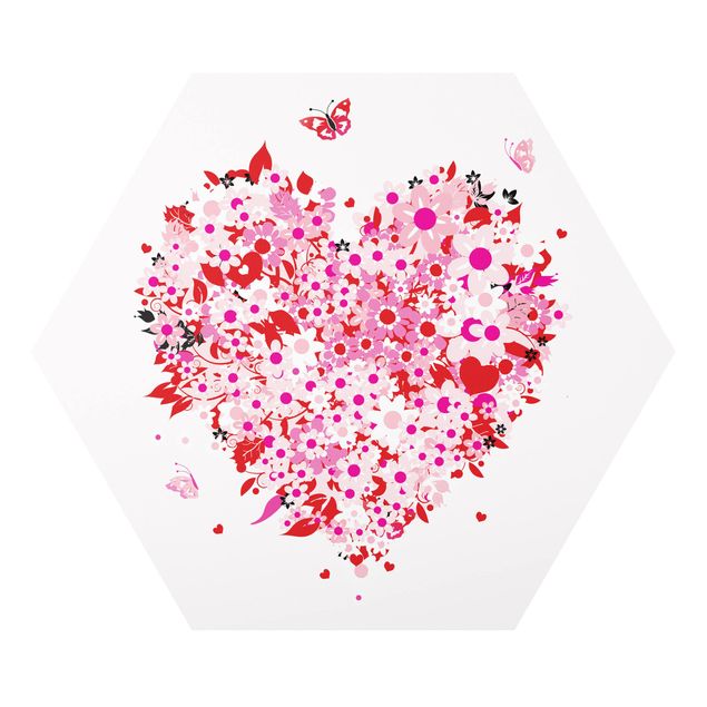 Hexagons Forex schilderijen Floral Retro Heart