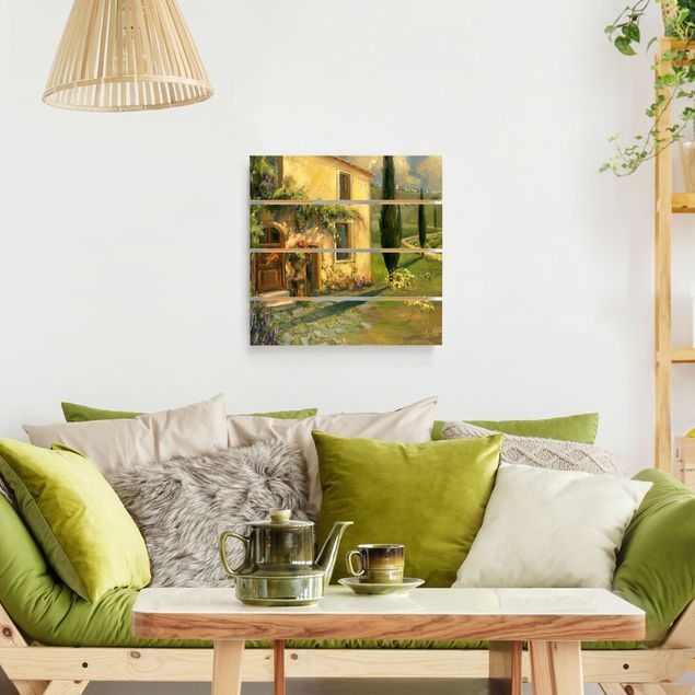 Houten schilderijen op plank Italian Countryside - Cypress