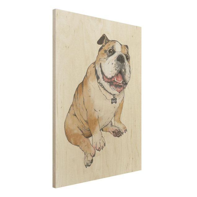 Houten schilderijen Illustration Dog Bulldog Painting