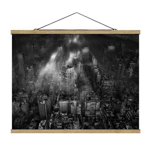 Stoffen schilderij met posterlijst Sunlight Over New York City