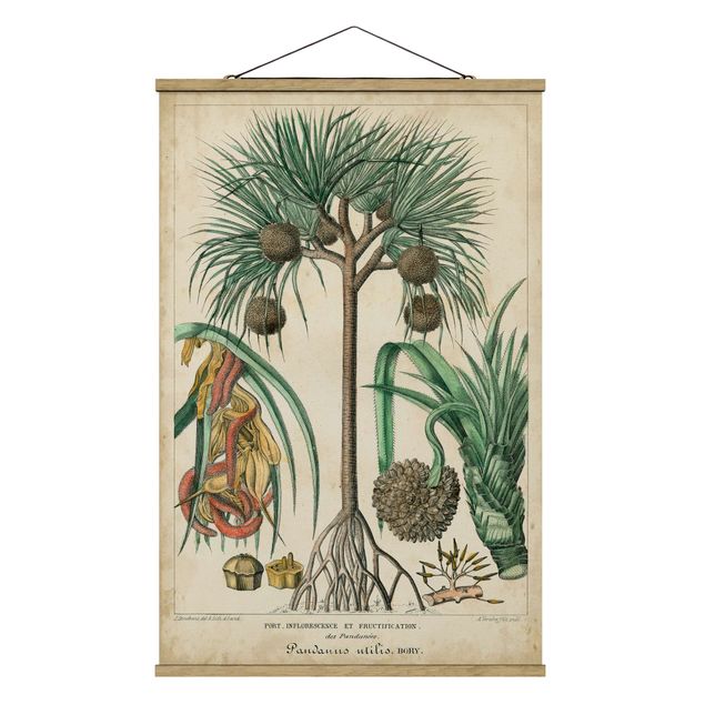Stoffen schilderij met posterlijst Vintage Board Exotic Palms I
