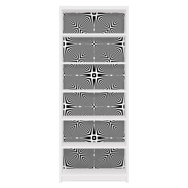 Meubelfolie IKEA Billy Boekenkast Abstract Ornament Black And White