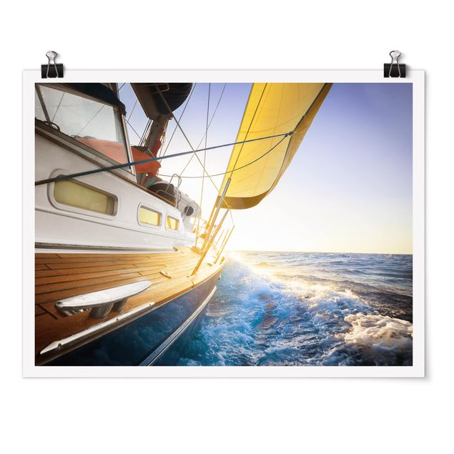 Posters Sailboat On Blue Ocean In Sunshine