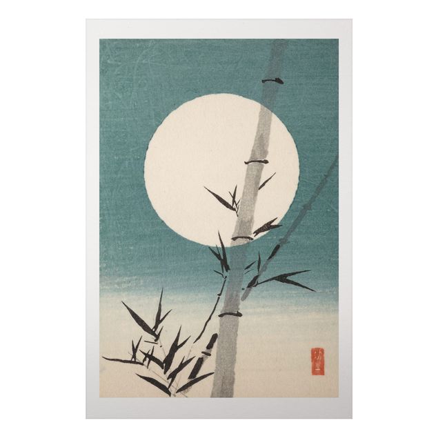 Aluminium Dibond schilderijen Japanese Drawing Bamboo And Moon