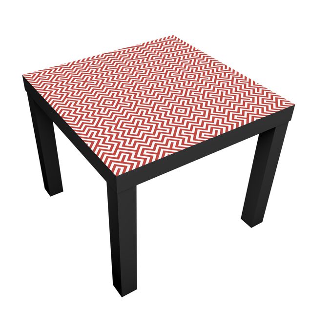 Meubelfolie IKEA Lack Tafeltje Red Geometric Stripe Pattern