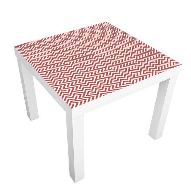 Meubelfolie IKEA Lack Tafeltje Red Geometric Stripe Pattern