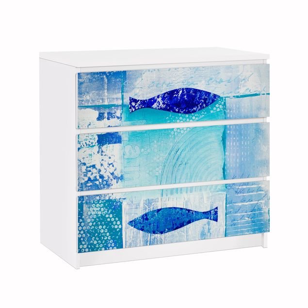 Meubelfolie IKEA Malm Ladekast Fish In The Blue