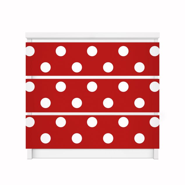 Meubelfolie IKEA Malm Ladekast No.DS92 Dot Design Girly Red