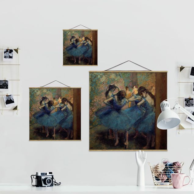 Stoffen schilderij met posterlijst Edgar Degas - Blue Dancers