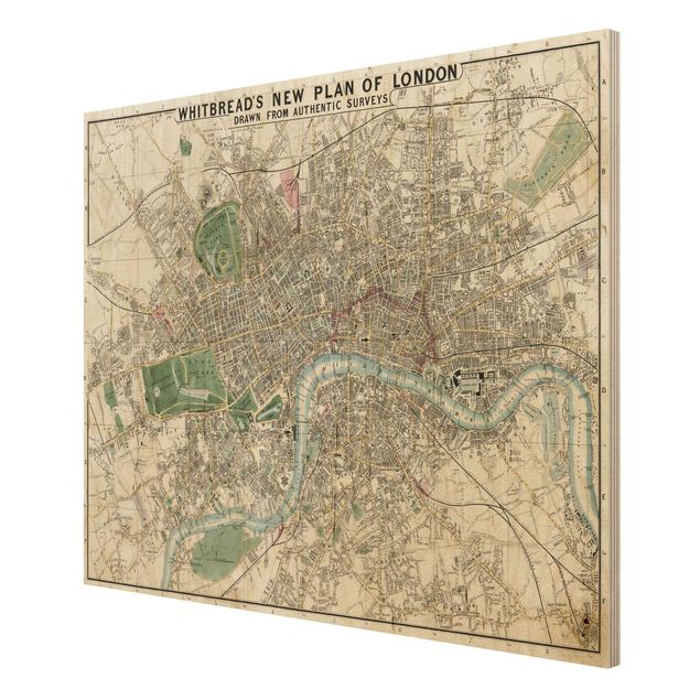 Houten schilderijen Vintage Map London