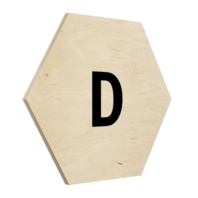 Hexagons houten schilderijen Letter White D