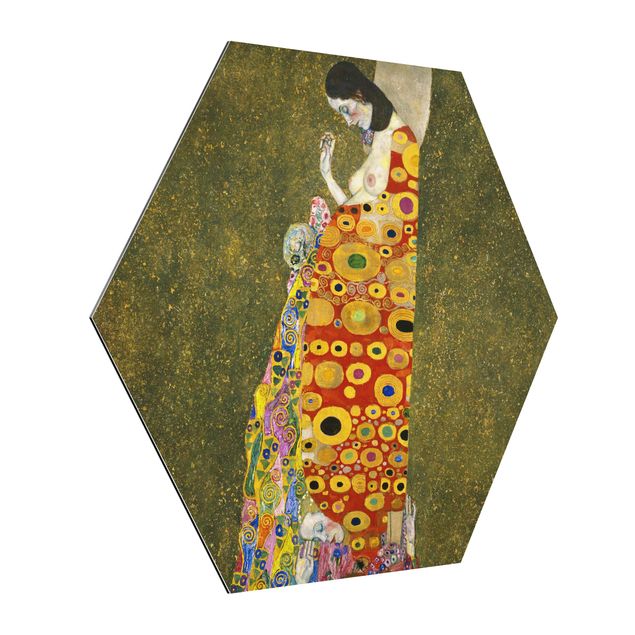 Hexagons Aluminium Dibond schilderijen Gustav Klimt - Hope II