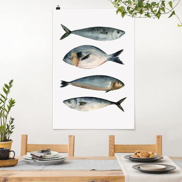 Posters Four Fish In Watercolour II