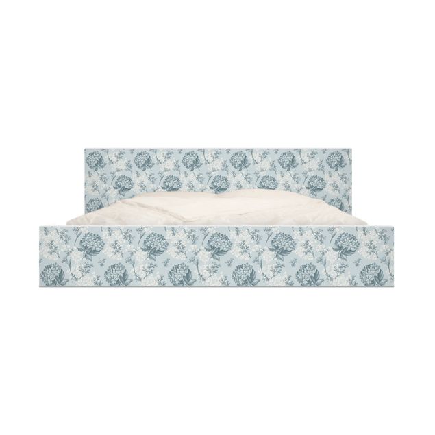 Meubelfolie IKEA Malm Bed Hydrangea Pattern In Blue