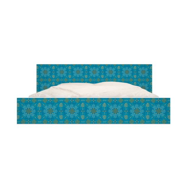 Meubelfolie IKEA Malm Bed Oriental Ornament Turquoise