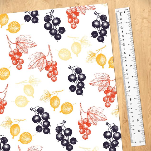 Plakfolien Hand Drawn Berry Pattern For Kitchen